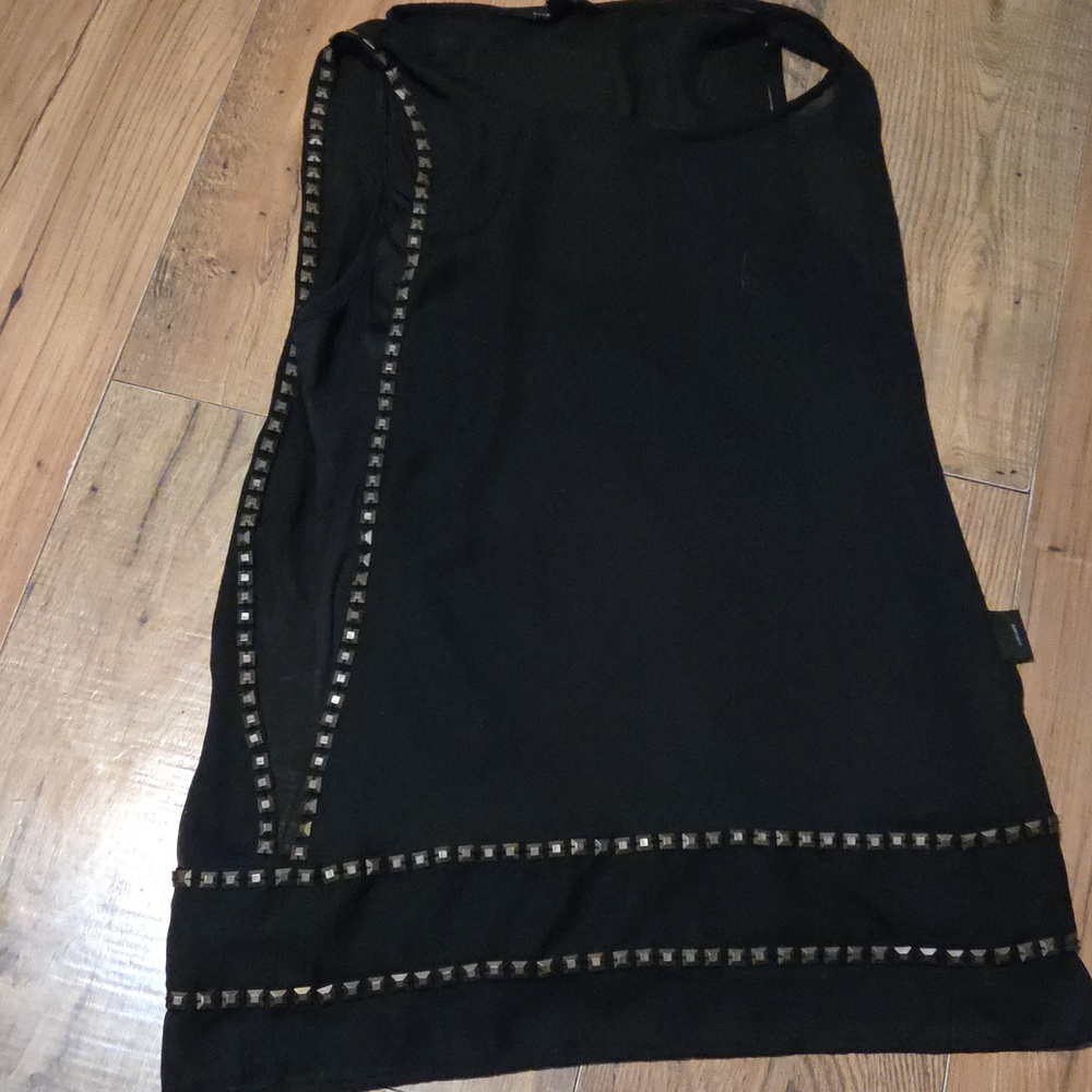 Black Stud-Trim Sleeveless Women's Top - Picture 3 of 7